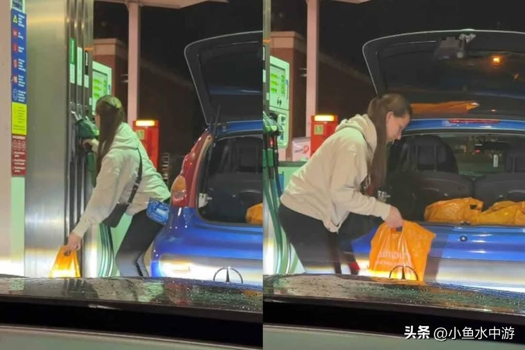 英国一名女子疑因担心汽油涨价或供应中断，竟然在加油站无视安全规范，直接将汽油注入