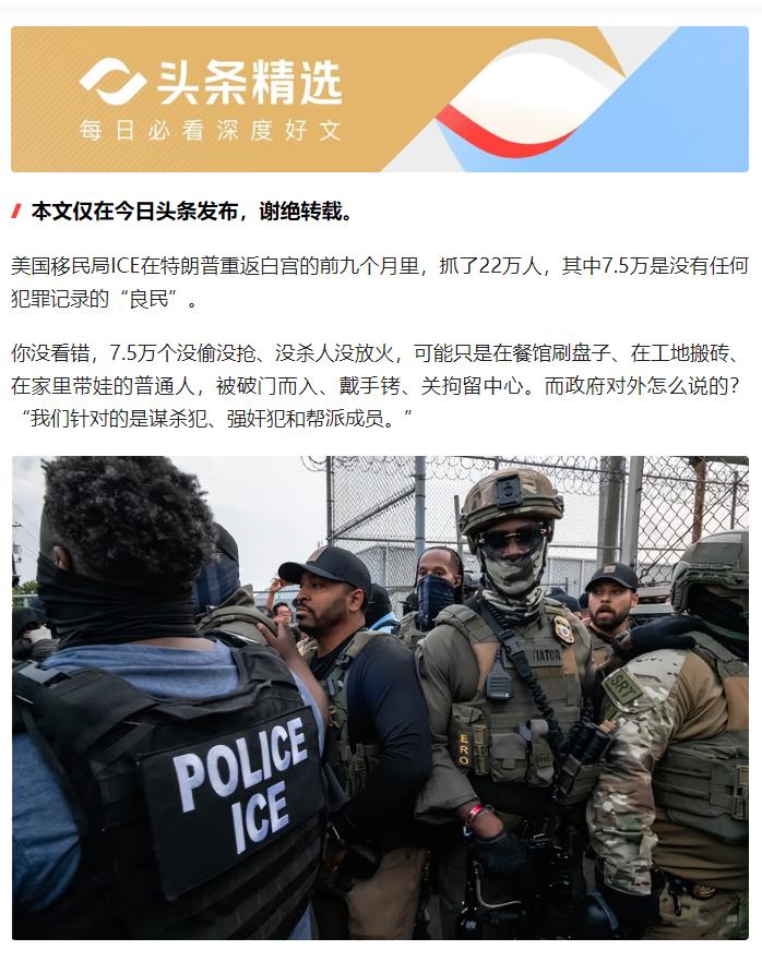 2025 年特朗普重返白宫后，美国移民及海关执法局（ICE）在 1-10 月间逮