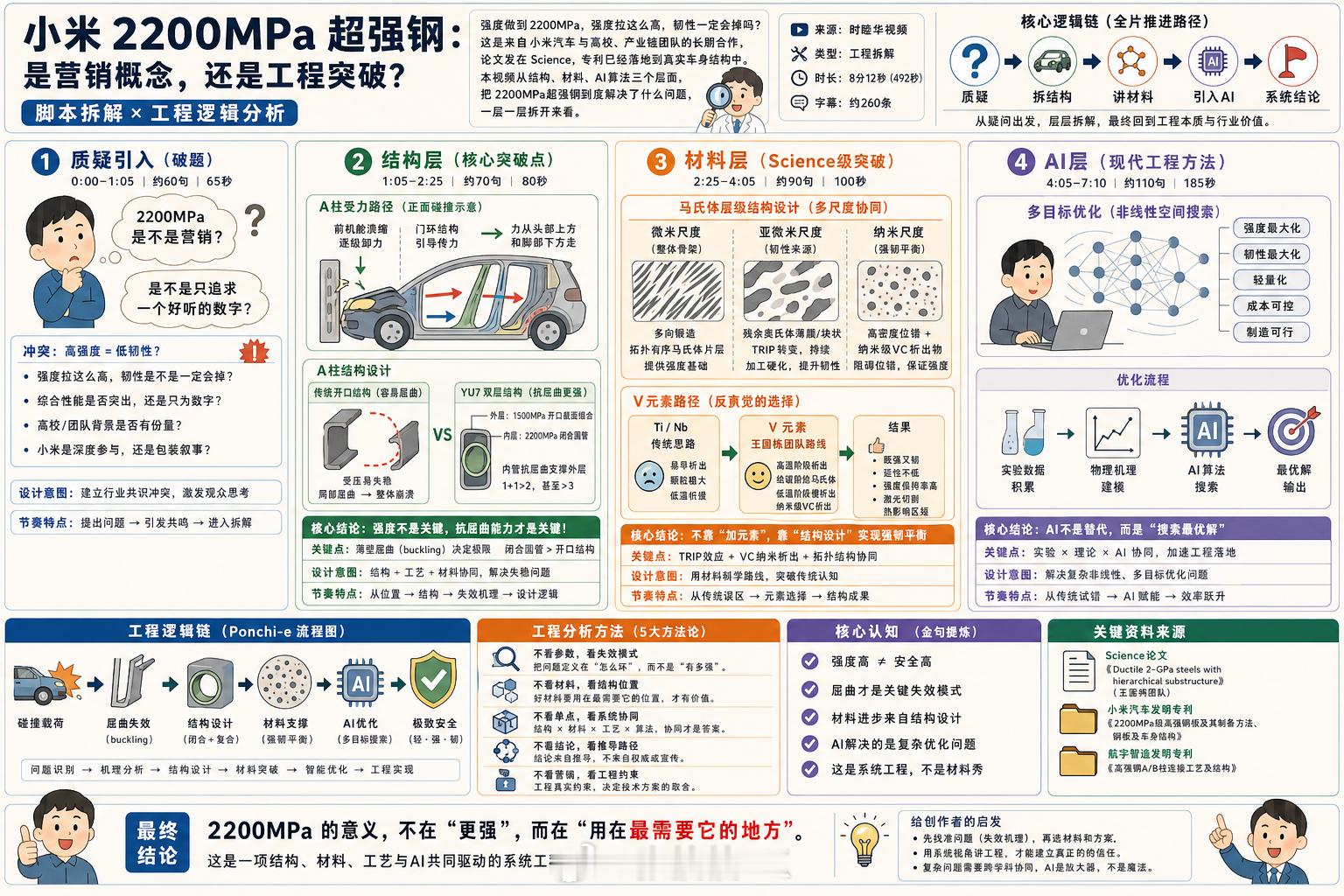 现在的AI太牛了。 去年底做的2200MPa超强钢的视频，认识逻辑非常复杂。我让