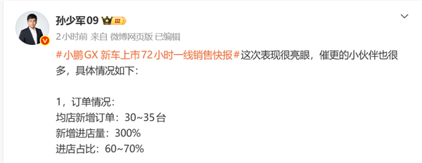 小鹏GX上市72小时战报出炉，卖爆了！📊 核心数据：上市12小时大定24,86