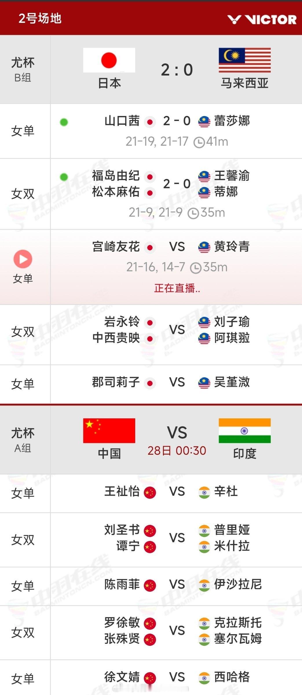 2026年汤尤杯蹲国羽女团比赛的球友们注意啦～比赛大概率要凌晨一点半之后才开打?