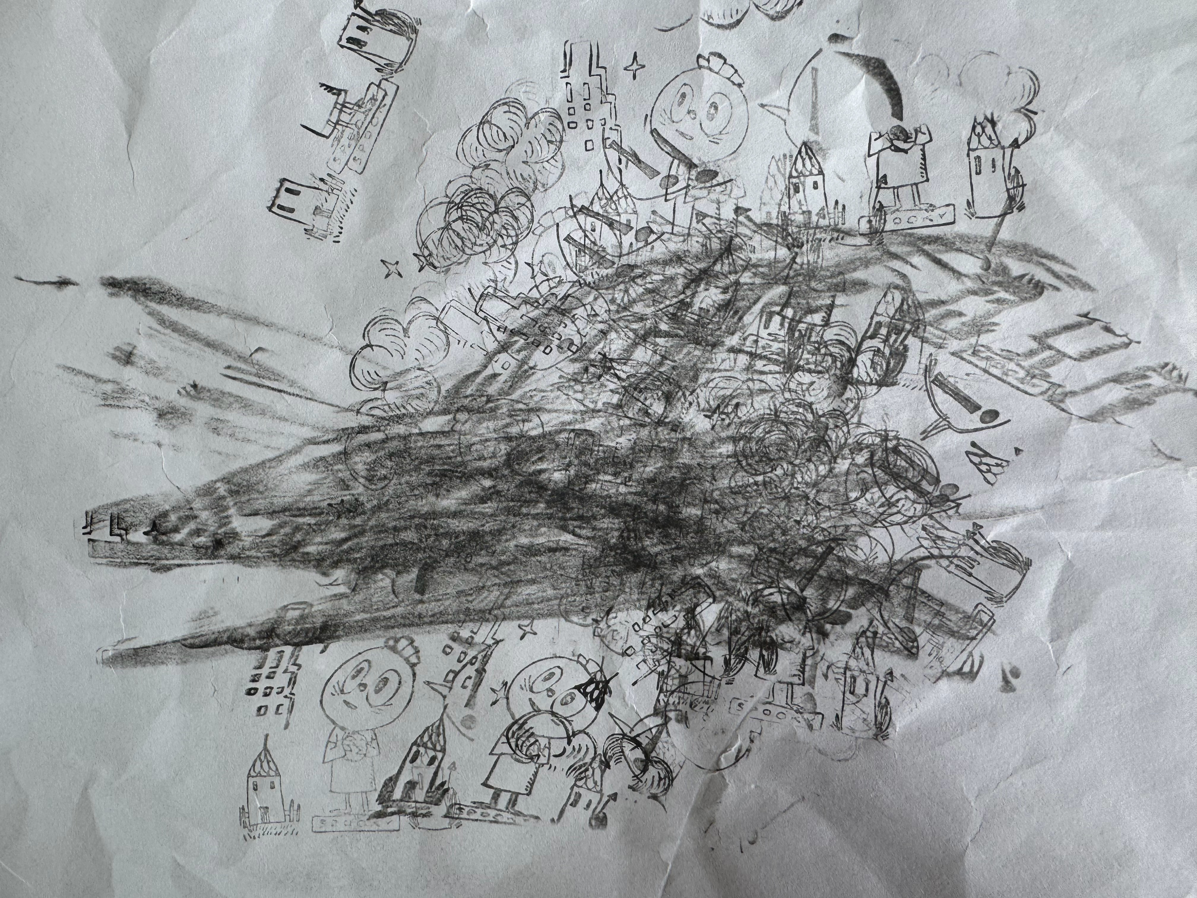 这是逗号那边的弟弟送她的画。不知道画的啥。 