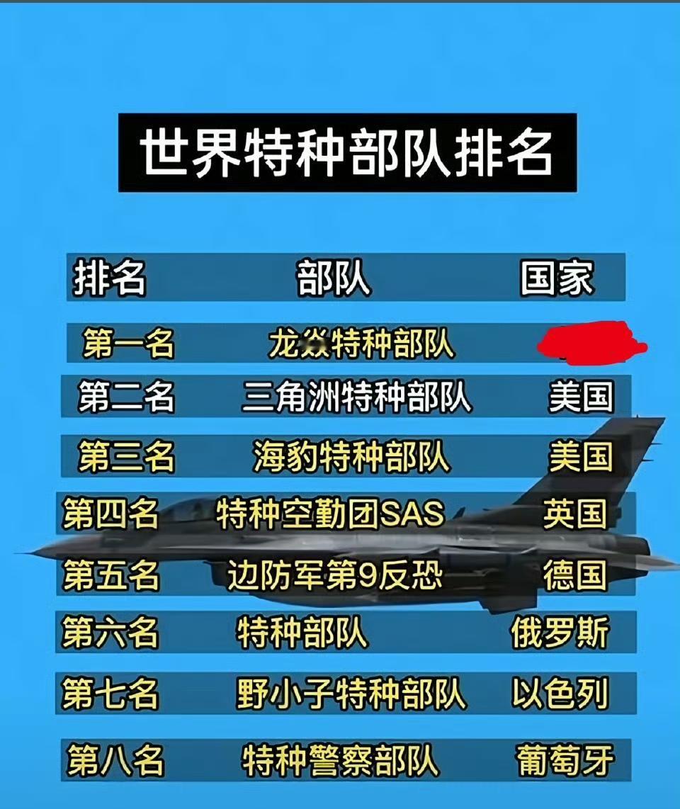 网友给世界特种部队排的名，认可吗？