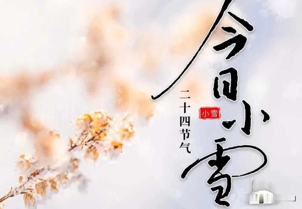 手翻农历今小雪，
叶落天冷未尽寒，
万物冬藏待春归，
雨凝成雪飞满天。初冬小雪节
