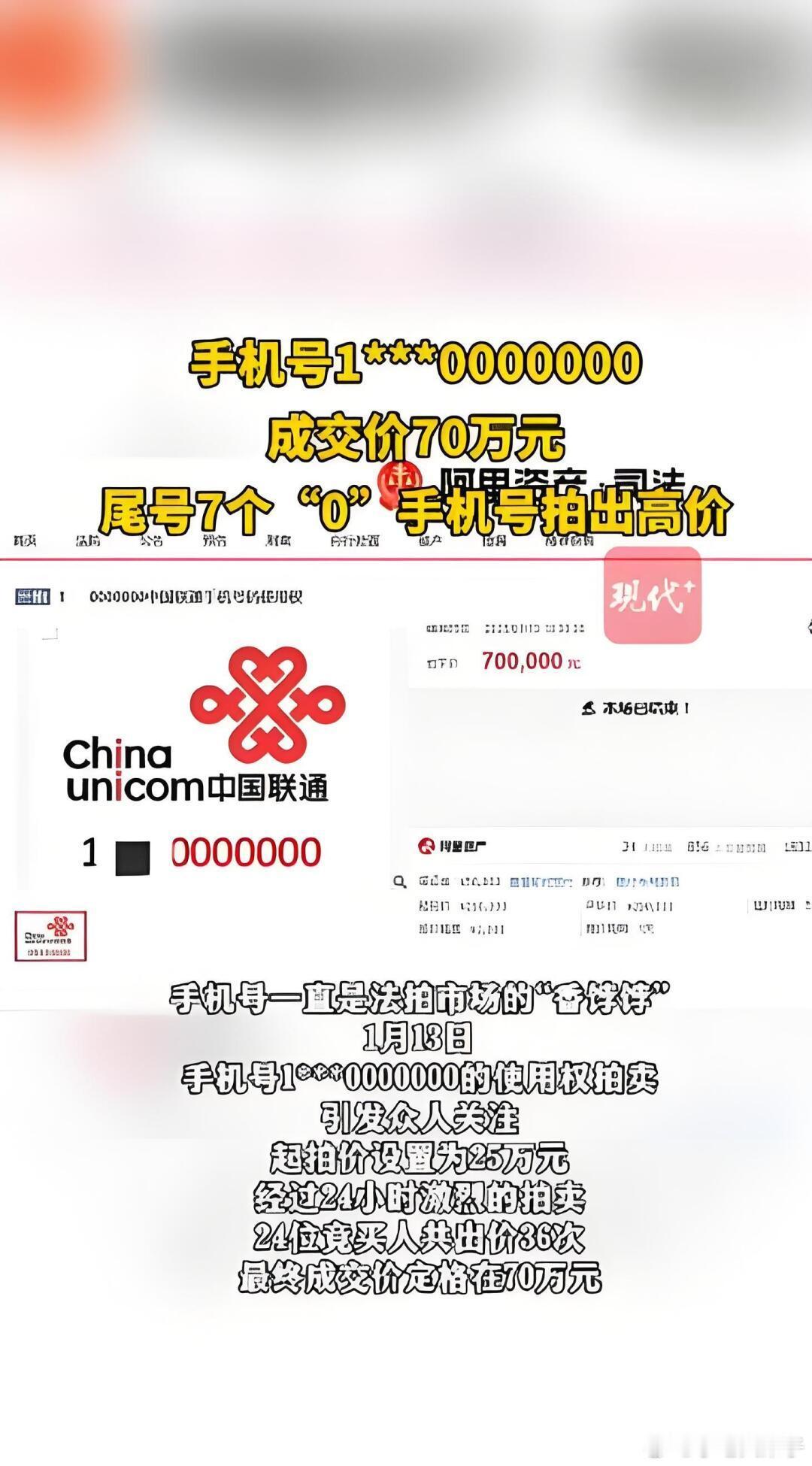 手机尾号0000000成交价70万 0000000号拍出70万，理性消费勿跟风?