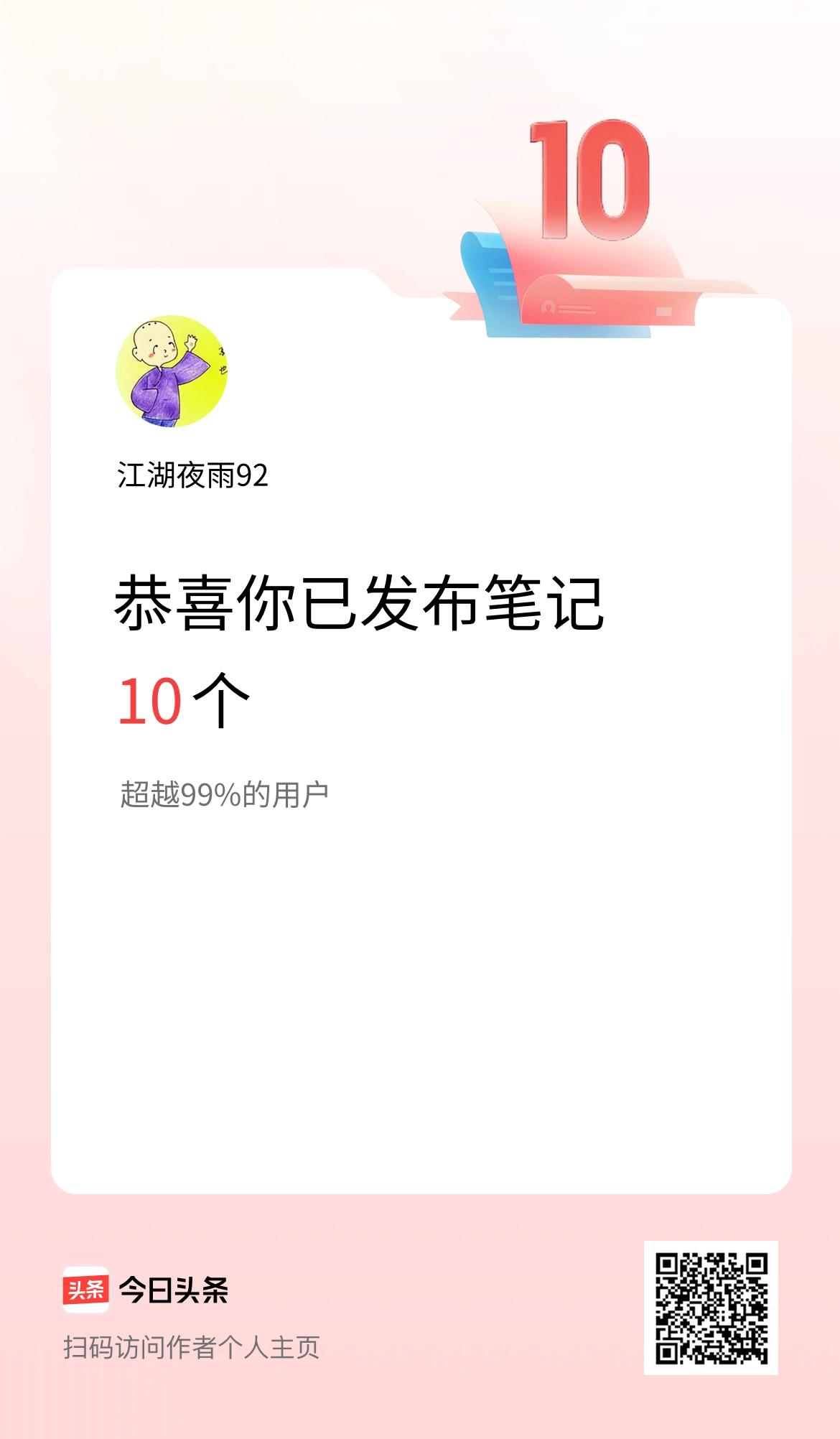 我在头条累计投稿笔记10个