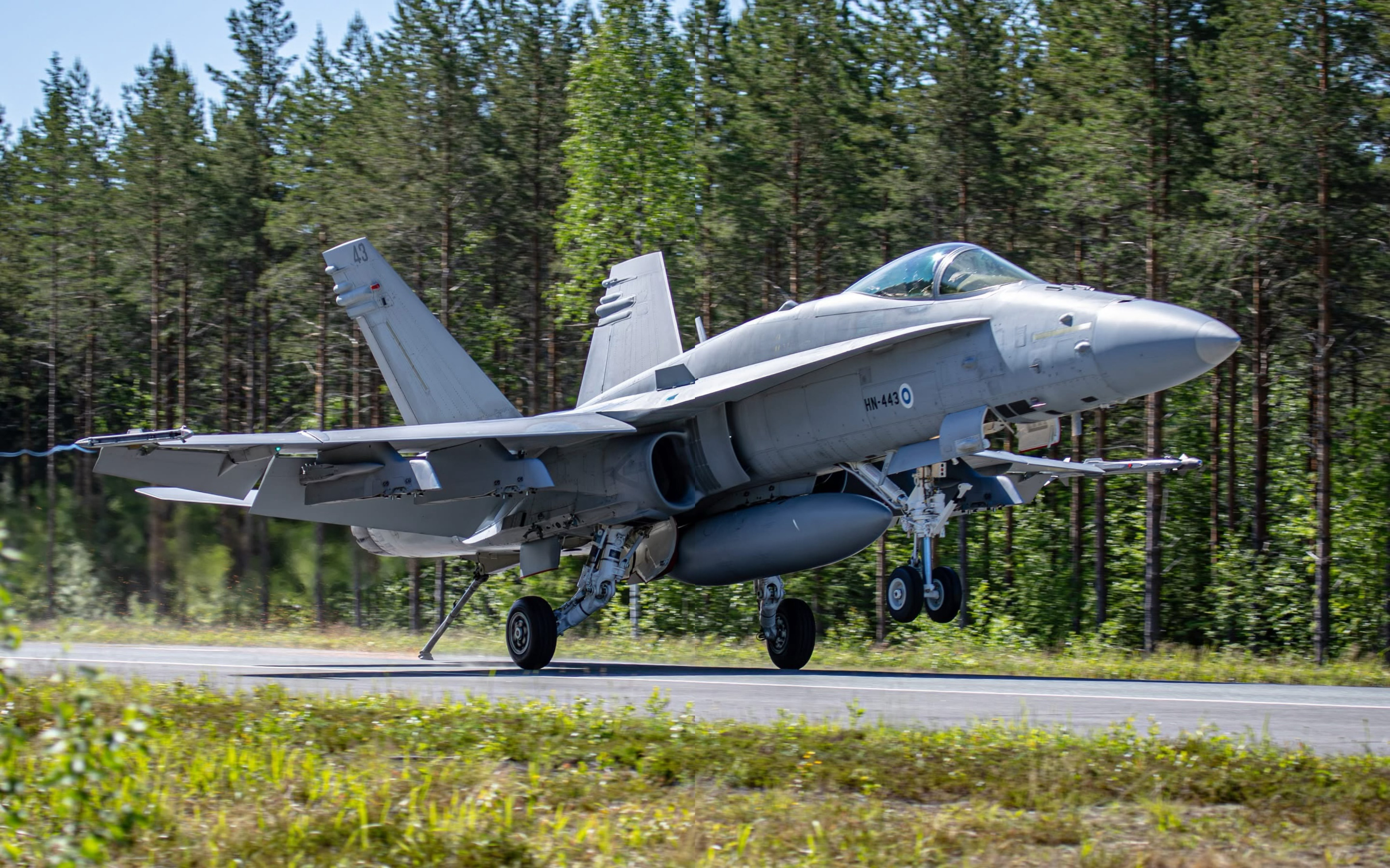早安，芬兰空军（Ilmavoimat）F18C高速公路战备跑道起降作战演练北约框