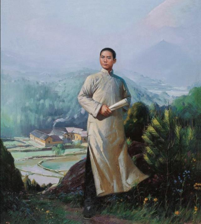 日出韶山(青年毛泽东)  许保中1978年油画