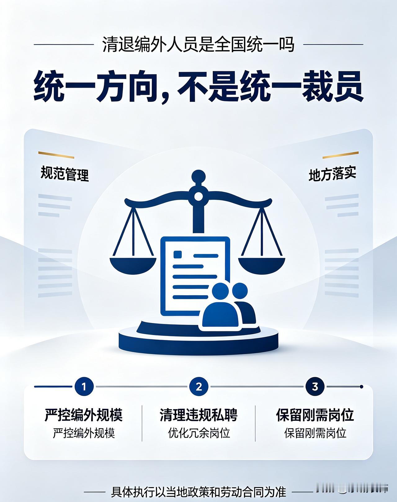 并没有全国统一强制全面清退编外人员的政策。国家层面是倡导规范编外用工、严控规模，