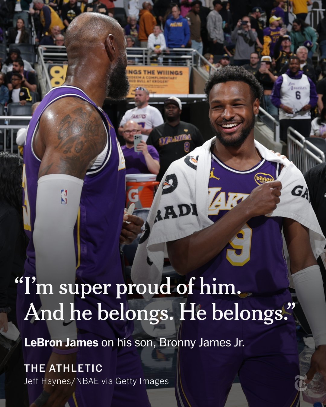 詹姆斯谈布朗尼：“尤其是了解他所走过的路……所以，为他骄傲。我为他超级骄傲。他属