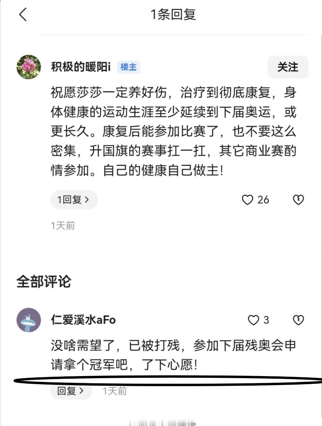 在头条上举报网络暴力，发现了一个问题，昨天在我的评论下，一条对孙颖莎非常恶毒、口