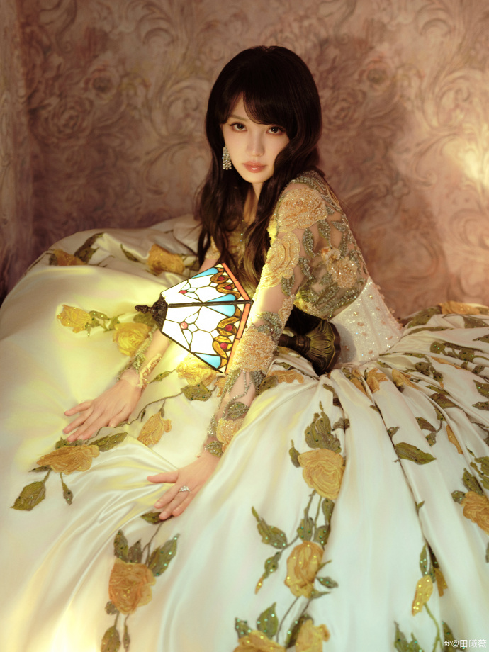 田曦薇油画公主风田曦薇油画玫瑰公主 田曦薇油画玫瑰公主田曦薇VOGUE盛典出图，