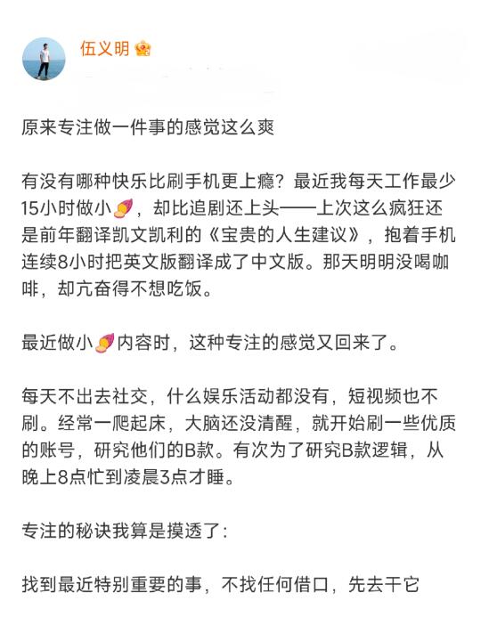 原来专注做一件事的感觉这么爽