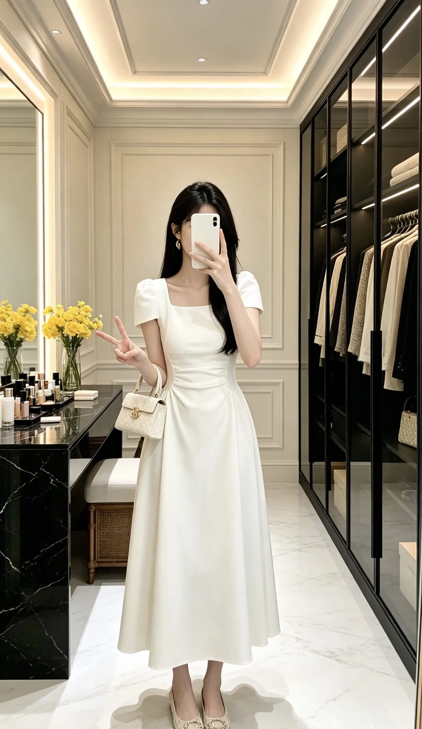 轻奢风白色连衣裙 白月光女神裙 白月光连衣裙高级感 显瘦白色连衣裙
