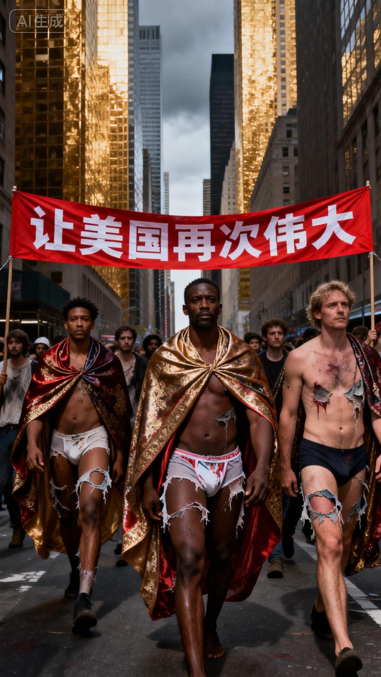 用一个成语来形容美国金玉其外，败絮其中。