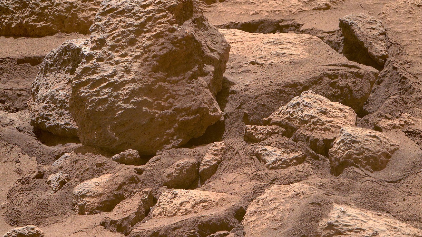 这些是火星上的岩石，2024年2月24日由毅力号火星车右Mastcam-Z相机拍