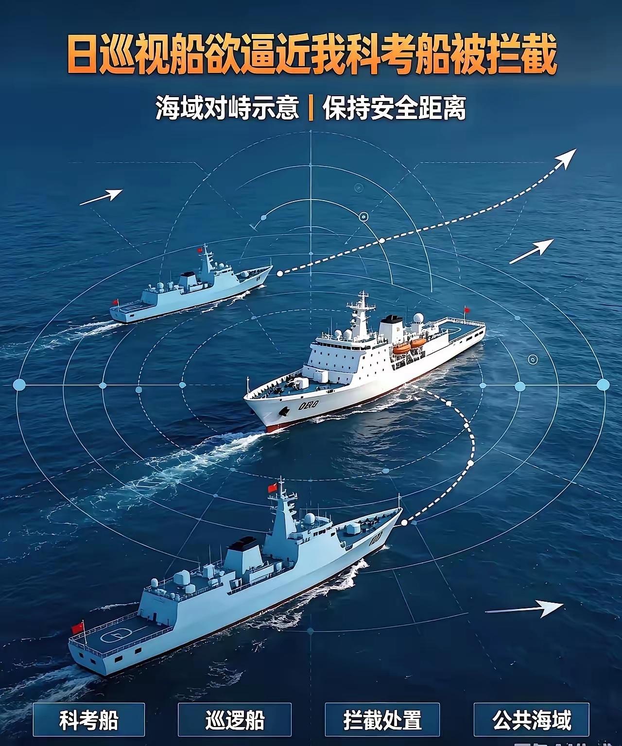 在我国台东海域，日本6000吨级春光号重型武装巡视船，恶意逼近我方蓝海201科考