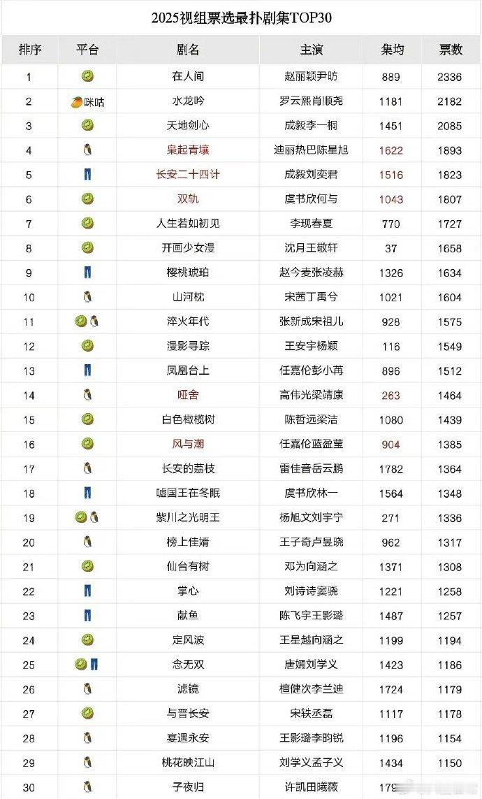 2025年度最扑剧集视组选的。 