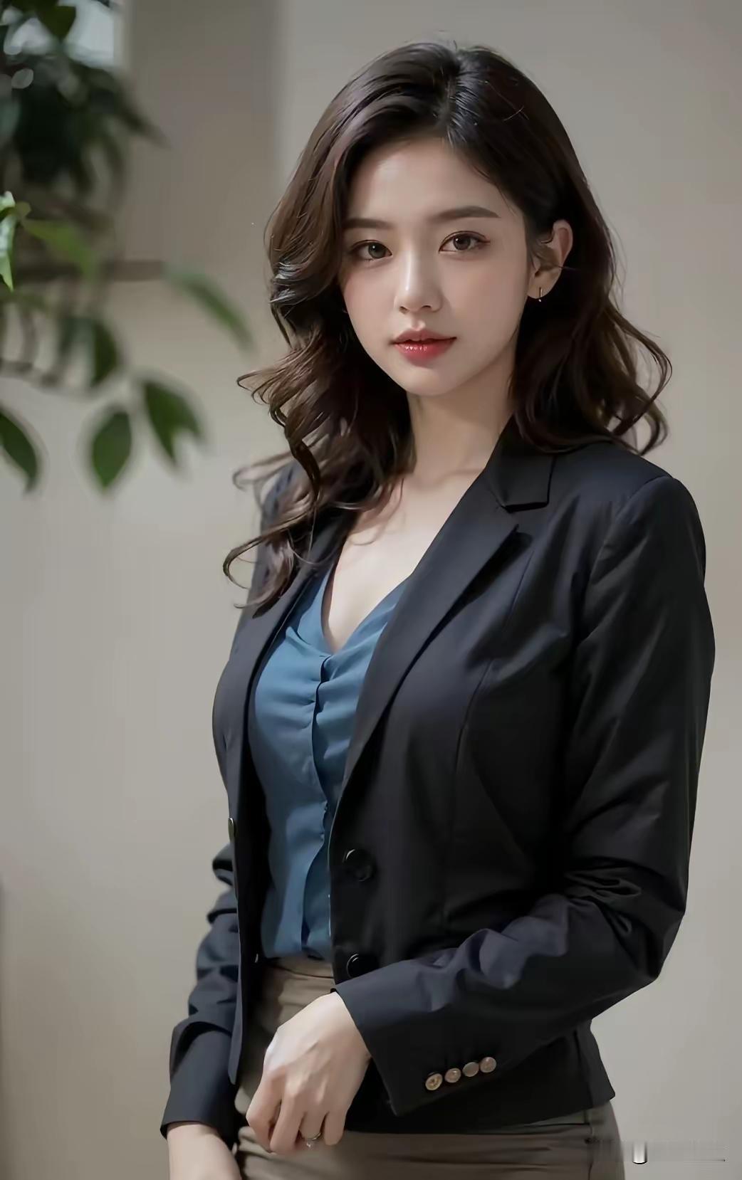 优雅职场风，蓝黑搭配，自信满满！
