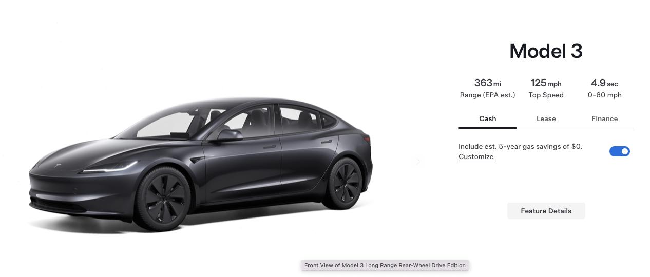 【特斯拉在美推出Model 3后驱长续航版】特斯拉在美国推出了Model 3后驱