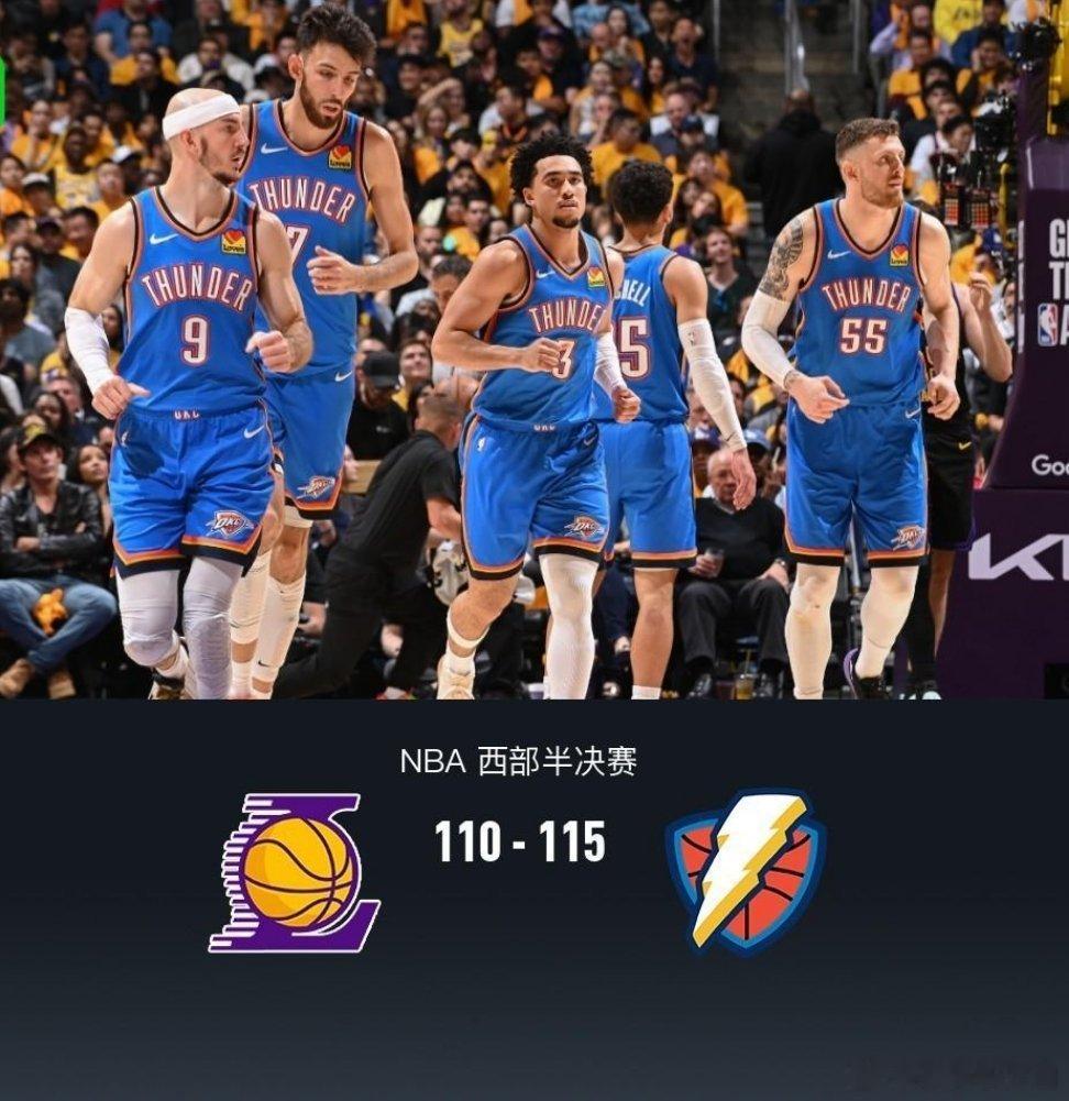 北京时间5月12日NBA 西部半决赛，洛杉矶湖人对阵俄克拉荷马雷霆。半场湖人45