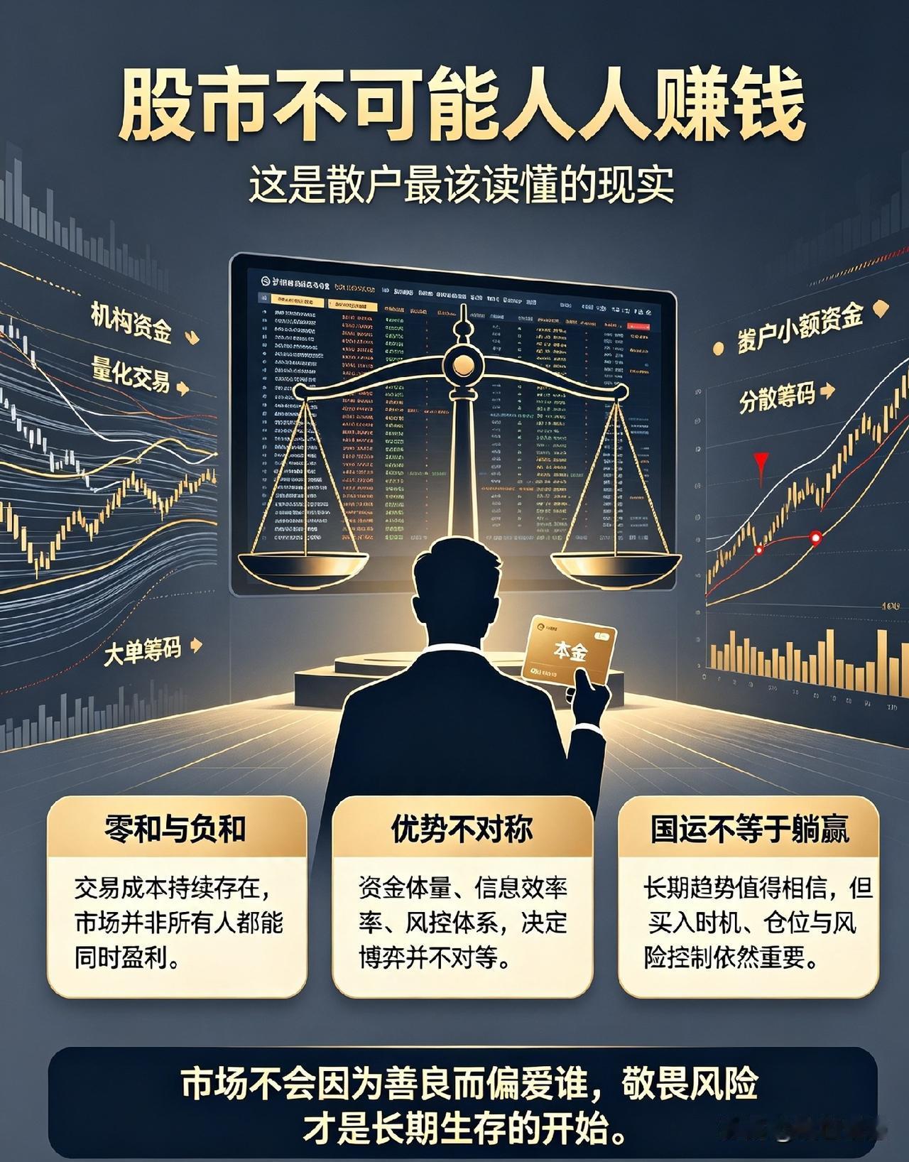 股市不可能人人赚钱！这才是散户最该读懂的现实

最近不少散户朋友心里五味杂陈。