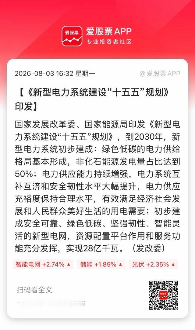 【《新型电力系统建设“十五五”规划》印发】国家发展改革委、国家能源局印发《新型电