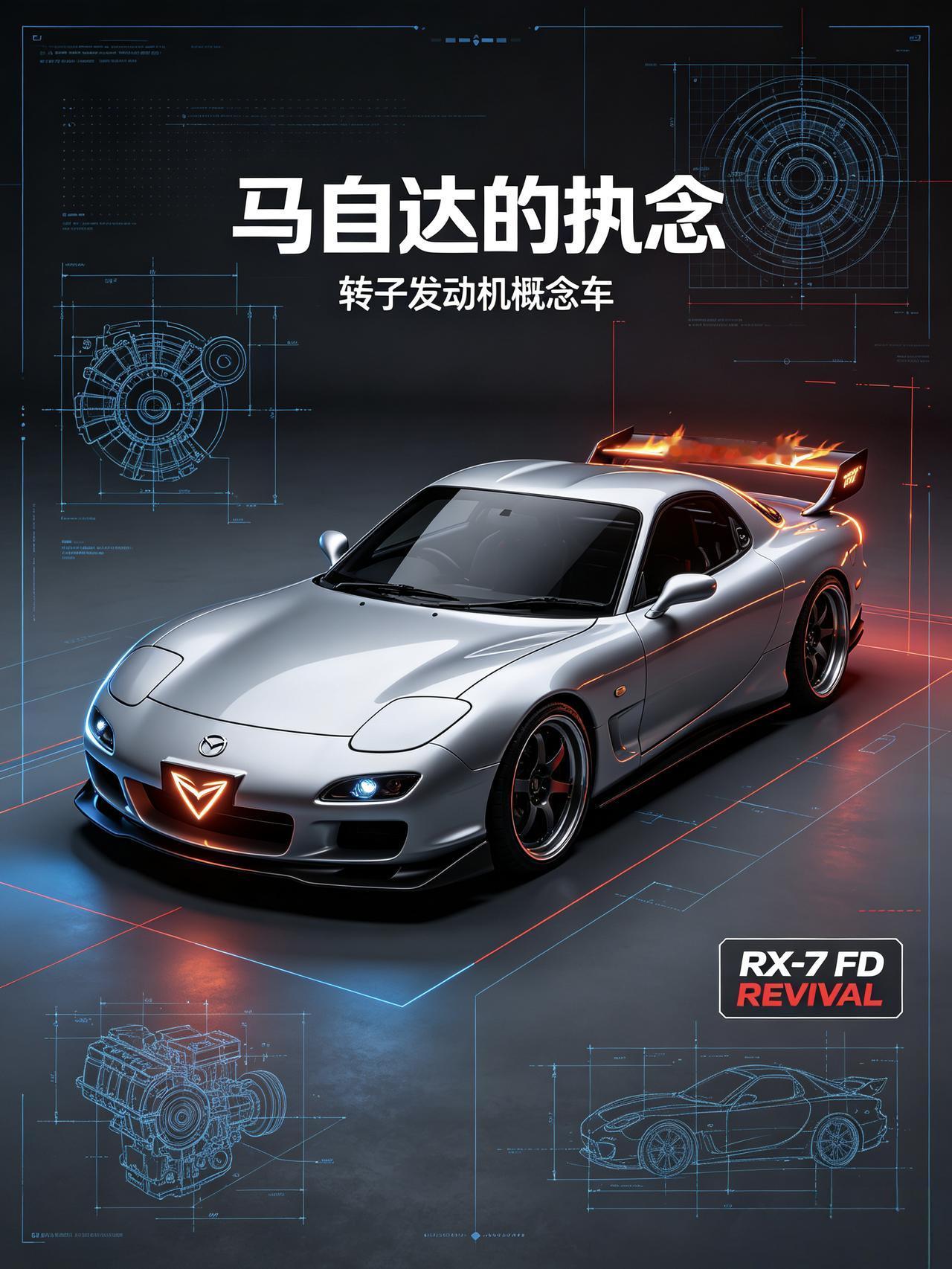 转子发动机，马自达的执念，也是我们这帮车迷的执念。
RX-7，尤其是FD那代，线