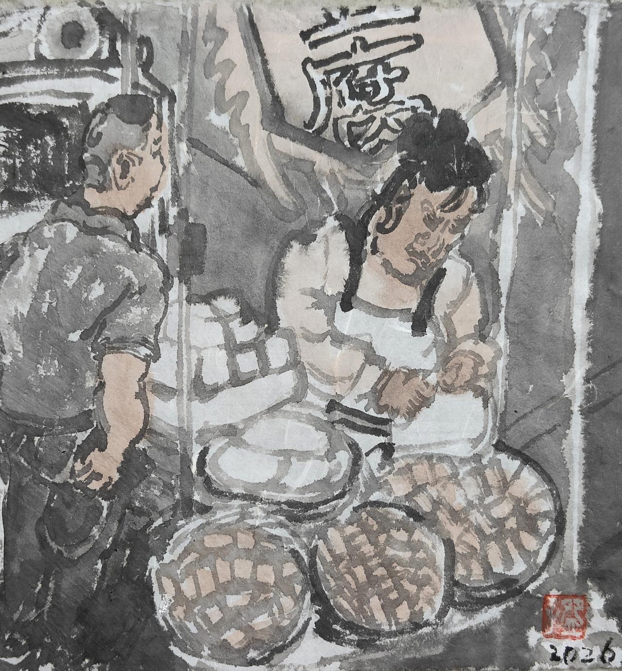碗子的纸片水墨《市集No.3》