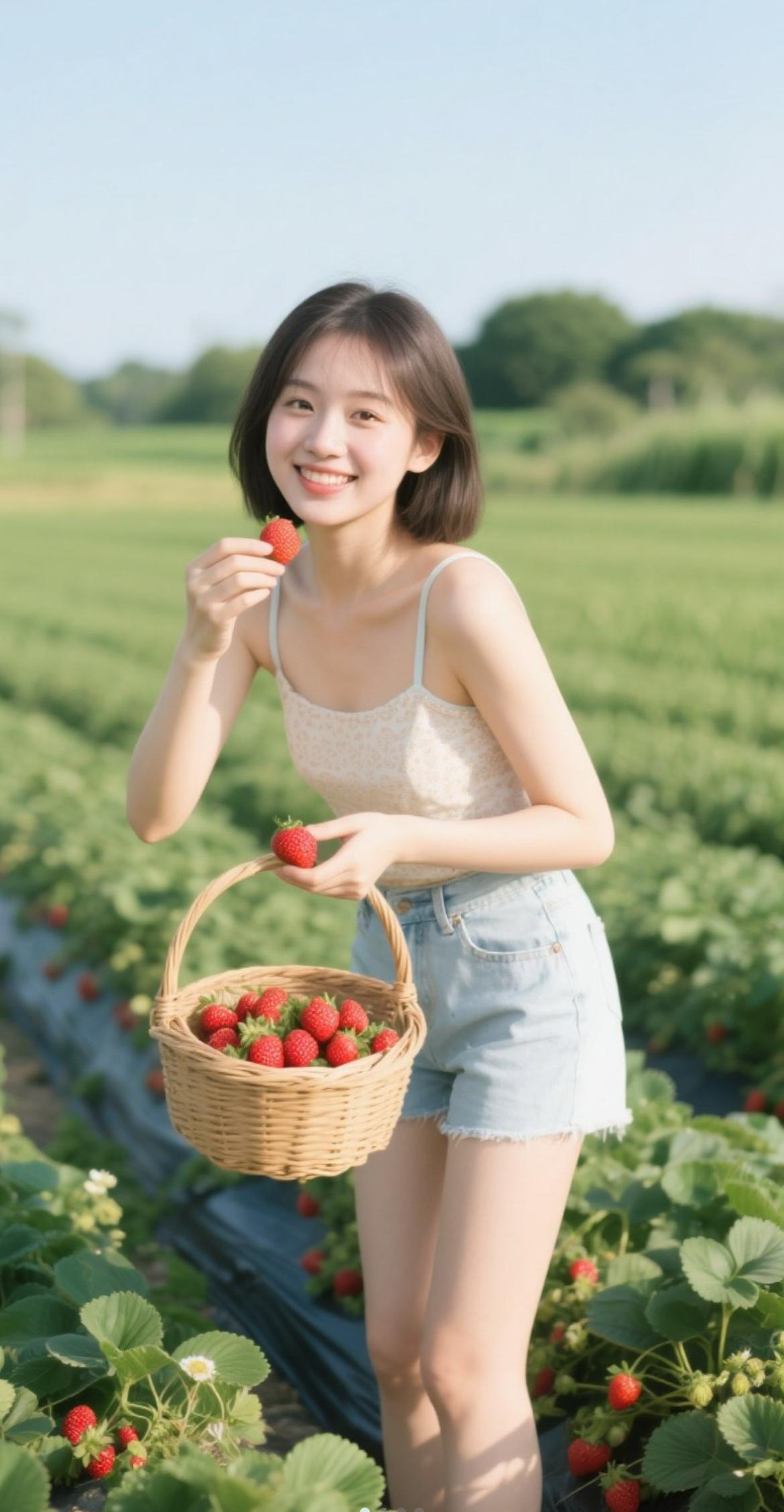 🍓 夏日草莓采摘，甜美笑容，收获满满！😊草莓 周周草莓采摘园 来采草莓