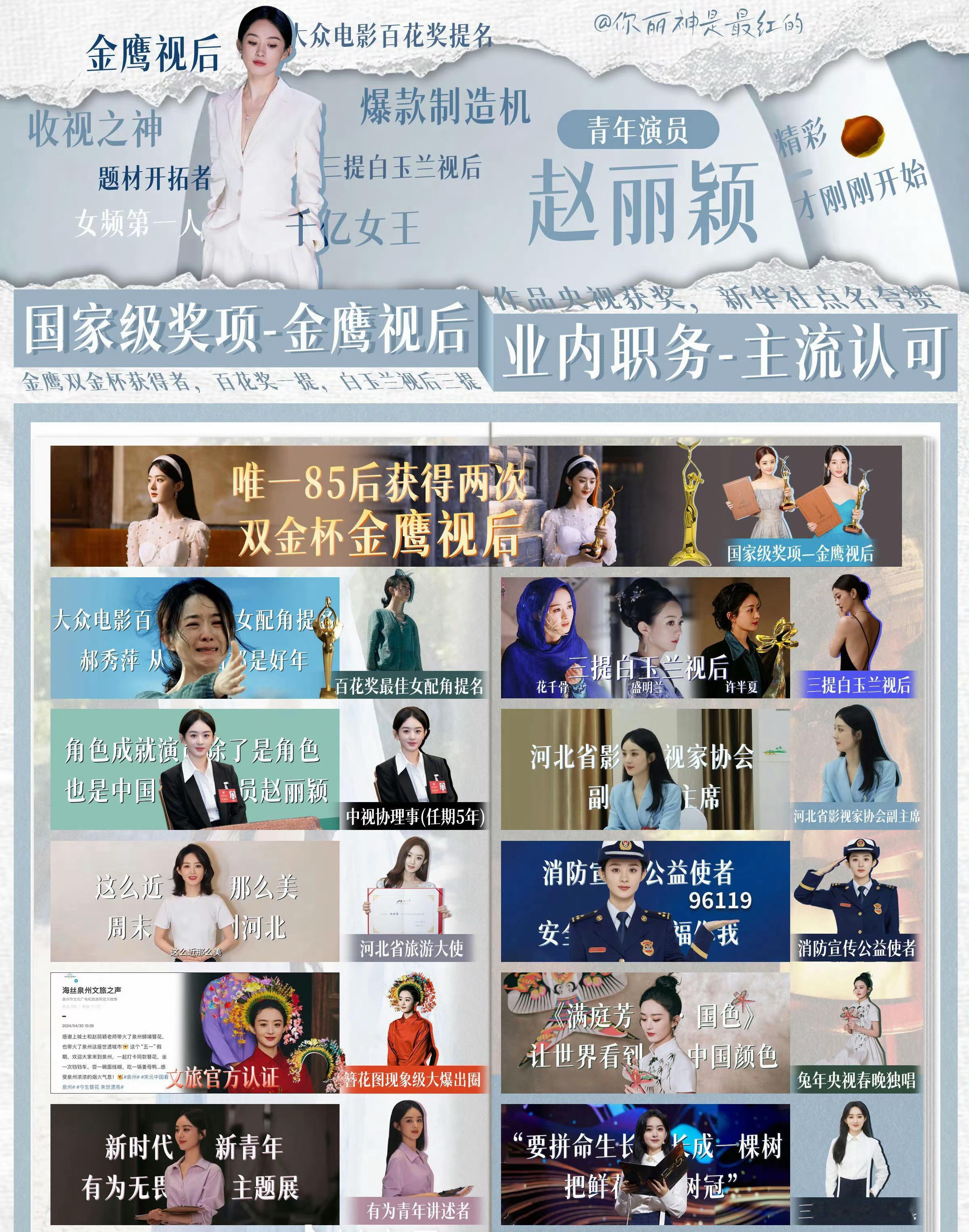 赵丽颖后续资源1 杂志代言：①嘉人②窝瓜③梵克雅宝代言人④菲拉格慕代言人⑤欧珀莱