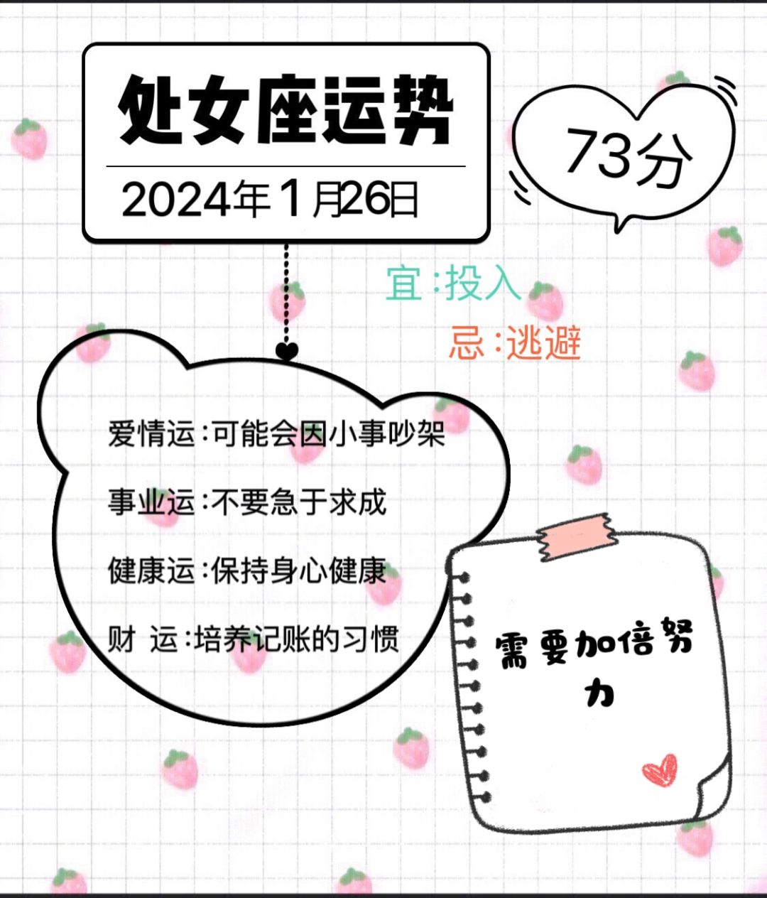处女座2024年1月26日运势