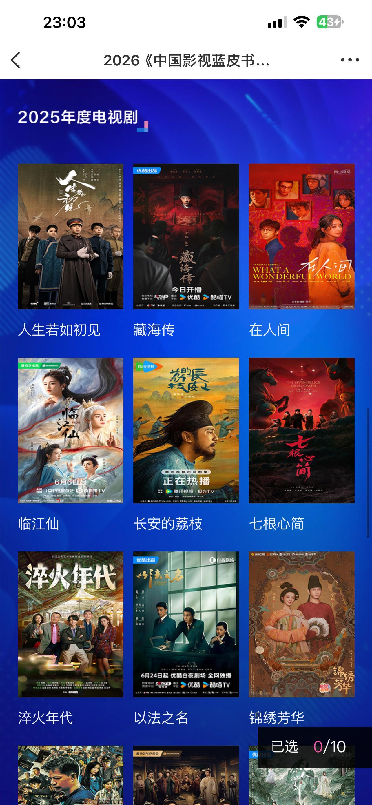 2026《中国影视蓝皮书》评选活动，2025十大影响力影视剧开始投票啦！