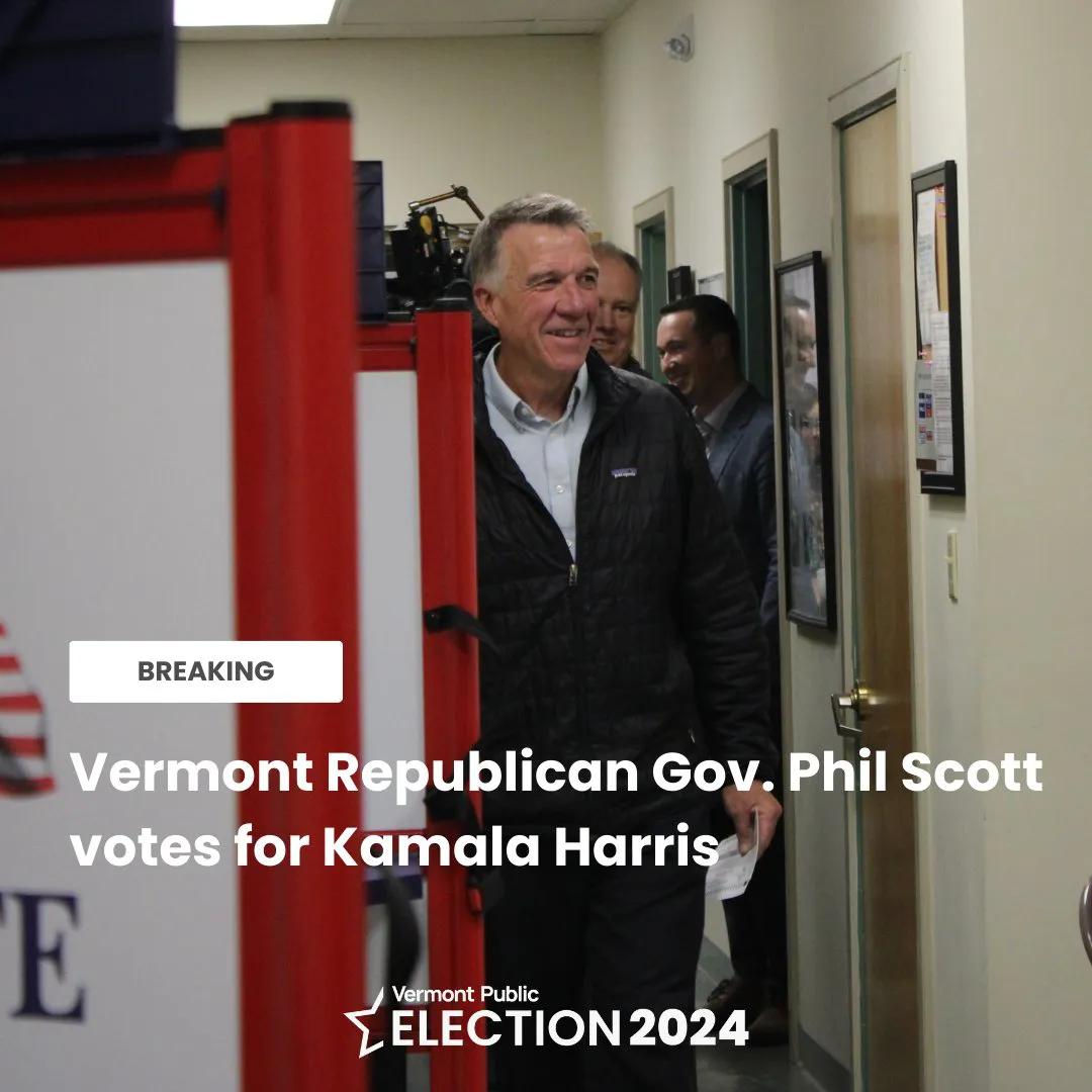 #美国大选最新信息# 
突发新闻：共和党州长投票给了哈里斯。美国佛蒙特州共和党籍