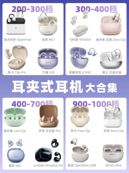 200-1000价位｜耳夹式耳机大大大合集🎧