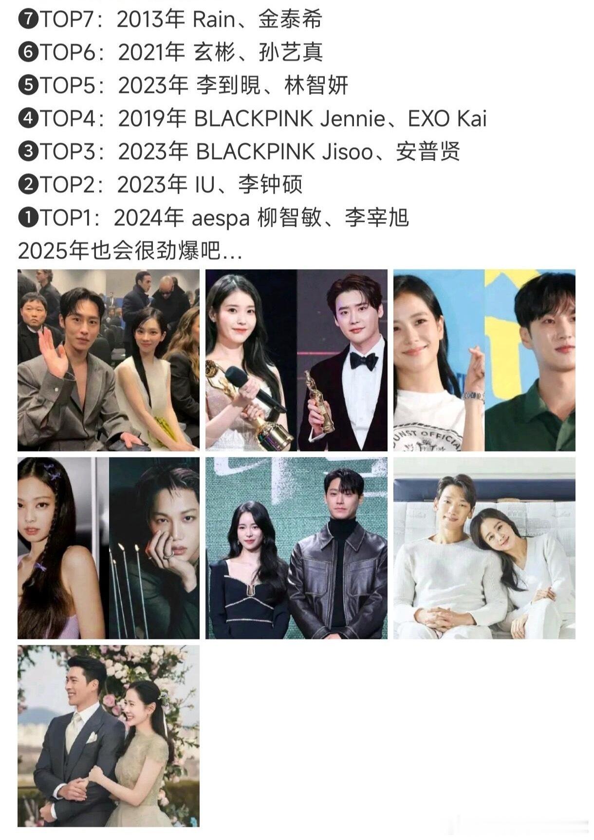 D社曝光过的顶.流恋情：李敏镐裴秀智 李胜基林允儿   Rain金泰熙  泰妍伯