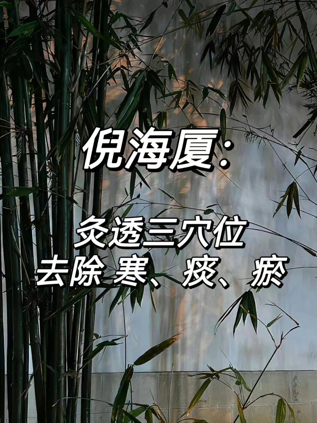 倪师：三个位置教你排出陈年积寒.积痰.积瘀针对影响我们身体最主要的“寒、痰、瘀”