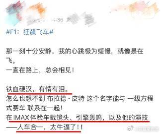 62岁皮特开赛车开出了26岁的味道  布拉德·皮特不仅演技出众，赛车也是那么酷炫