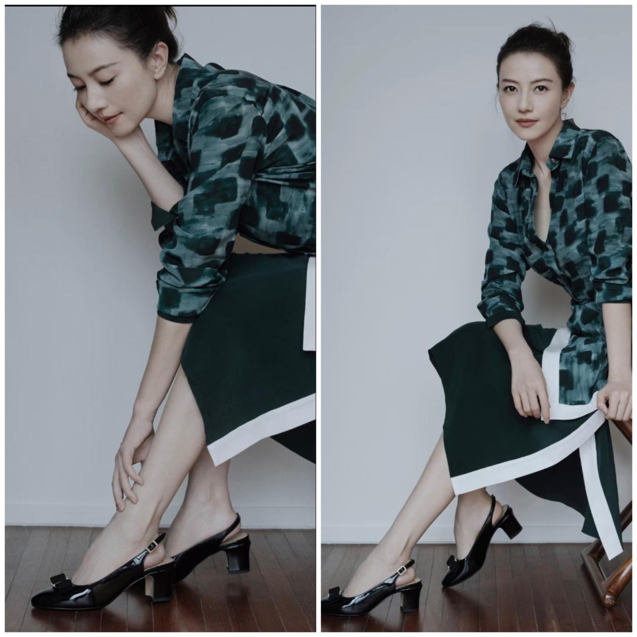 高圆圆脚踩高跟，直接被拿捏，妈妈级别！明星脚型比美 高跟坐姿秀