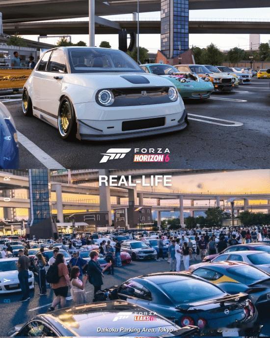 博主ForzaLeakz分享了《极限竞速：地平线6》游戏画面与实拍对比，一起来欣