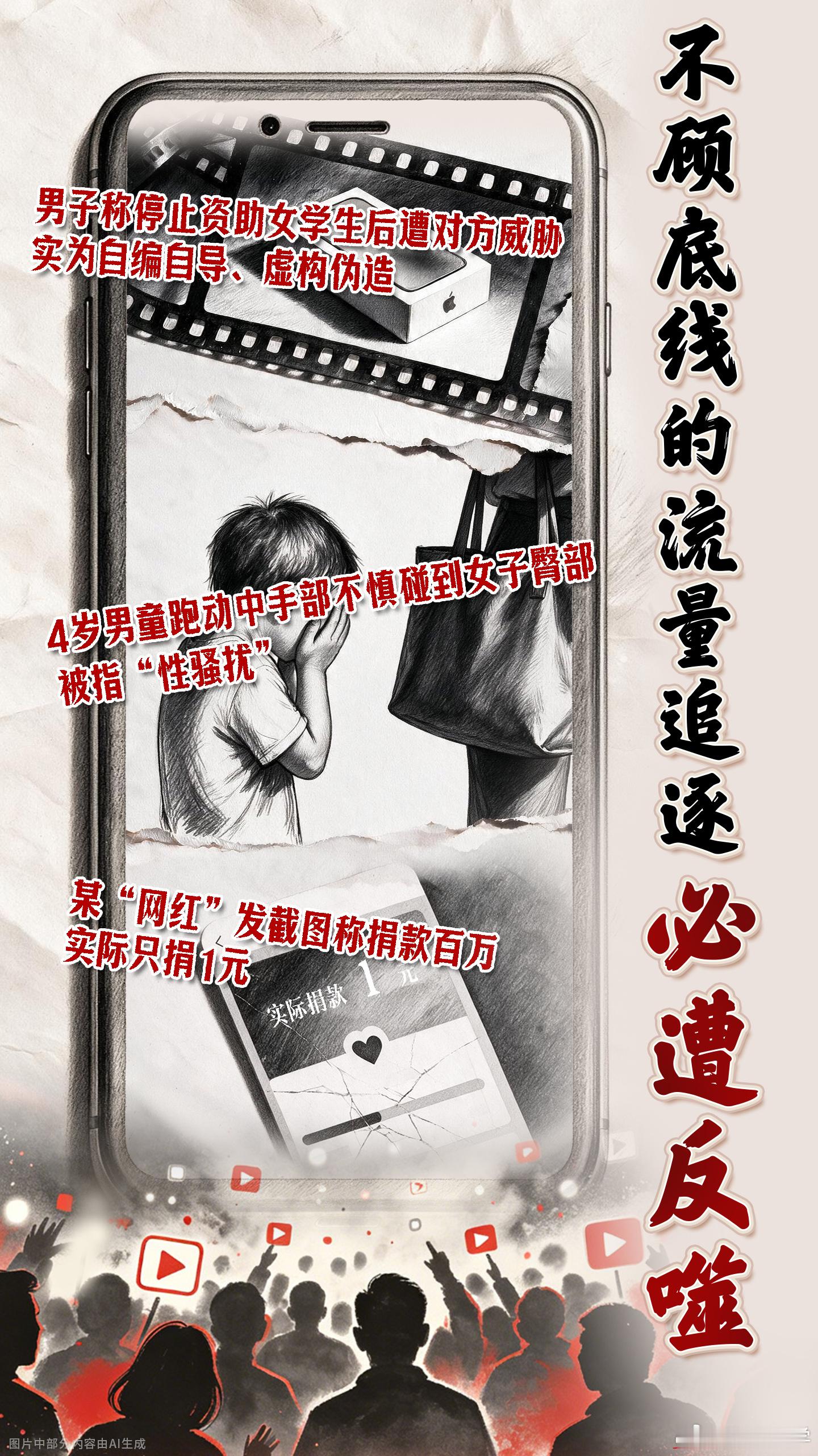 人民日报点名三件流量炒作事件别只谈流量的反噬，要谈追责！●编造停捐遭大学生威胁，