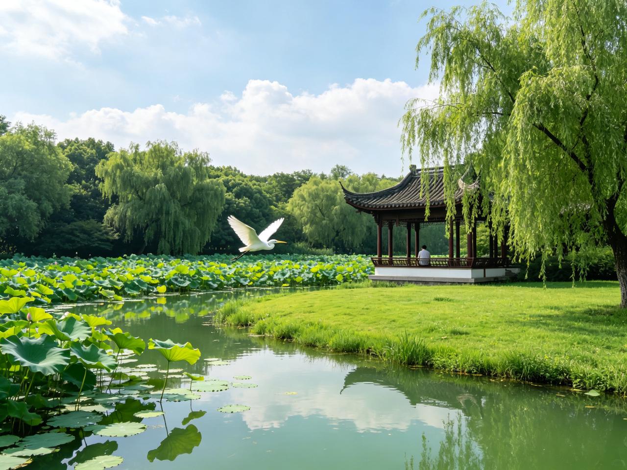 上联：青荷开浅夏
下联：白鸟过平芜
配诗：
青荷开浅夏，
白鸟过平芜。
水碧天光