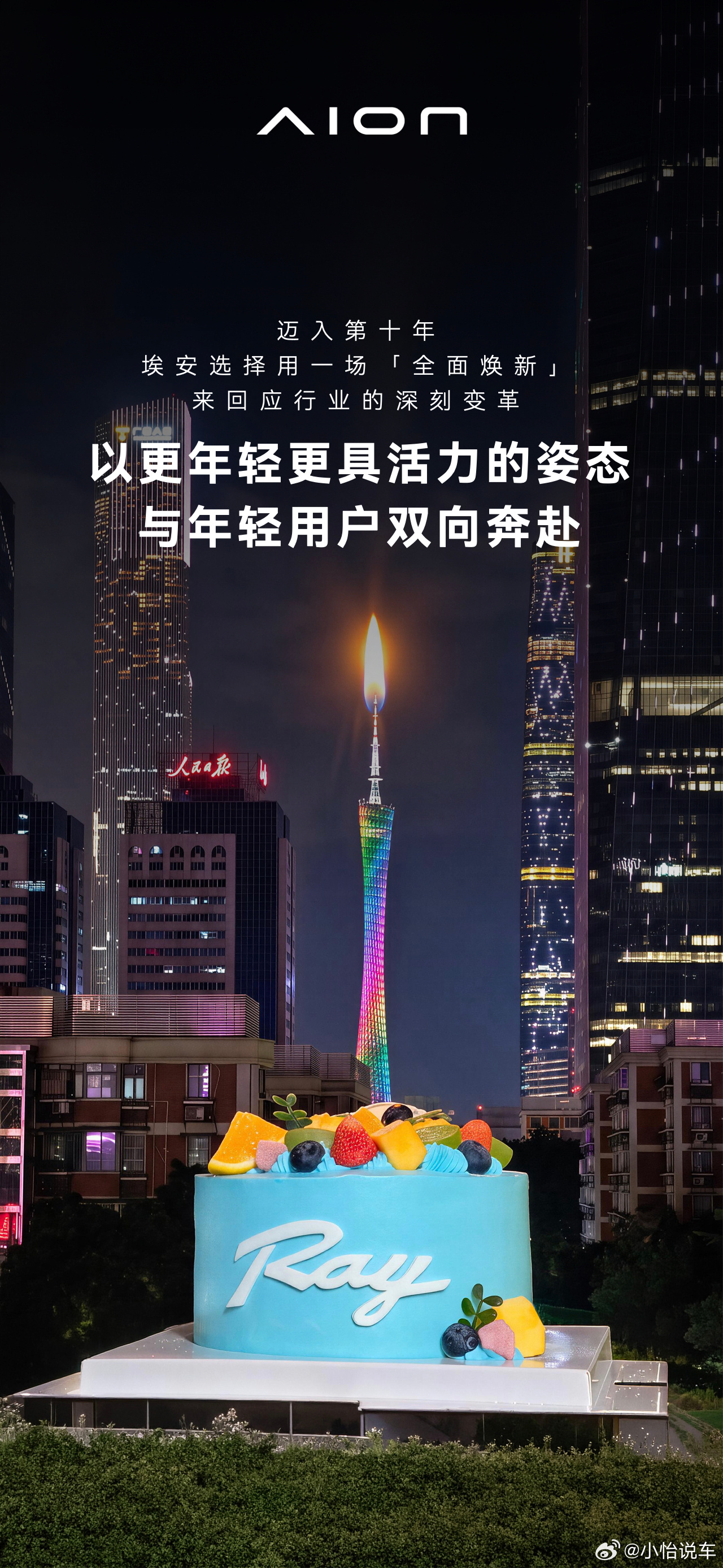广汽埃安迈入第十年埃安公布全新RAY车系 埃安成立十周年，推出独立新车系RAY，
