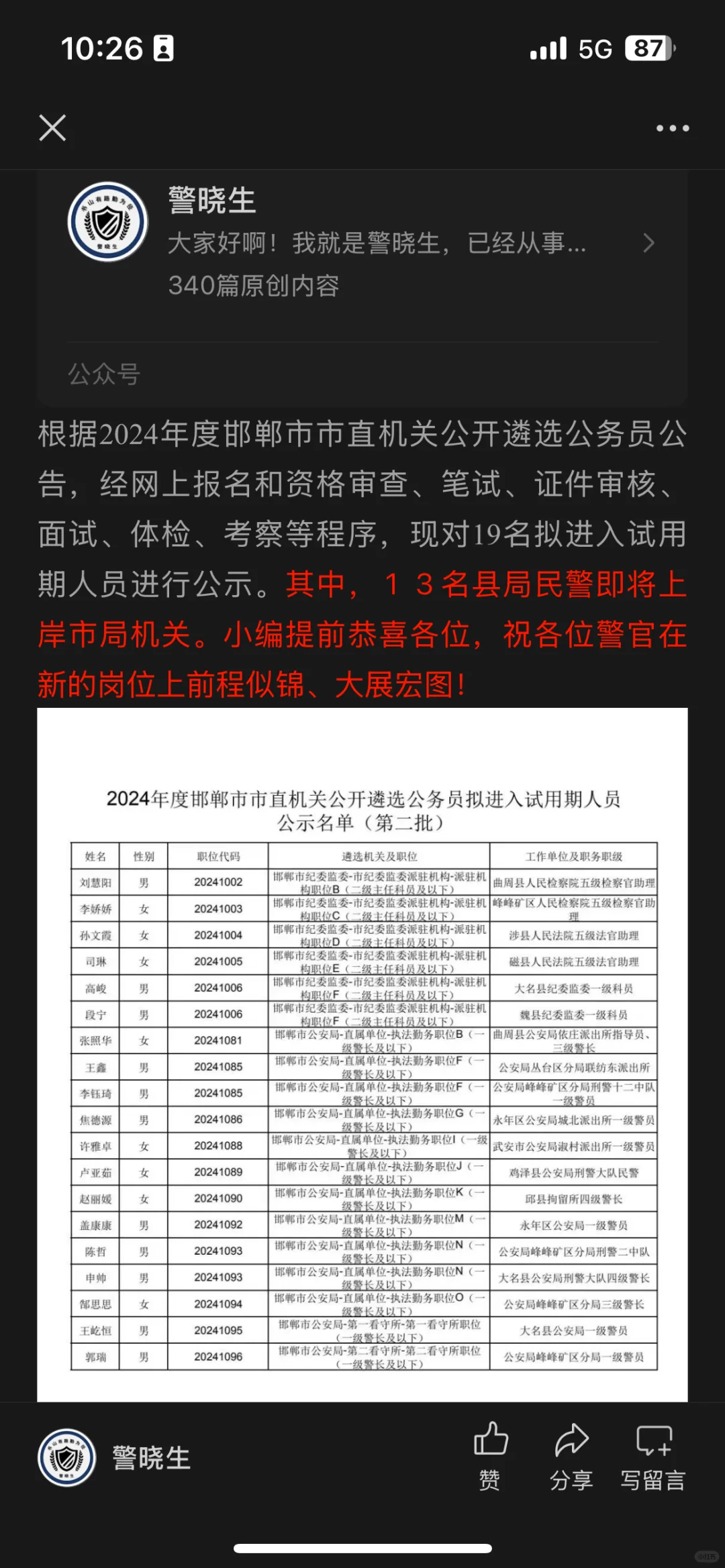 恭喜！13名县局民警遴选到市局机关！说到遴选
