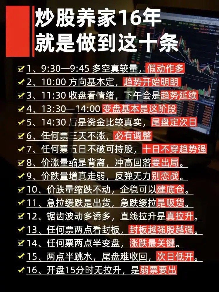 炒股养家16年，就去做到这16条口诀。潜力股 趋势交易炒股养家 短线操作 短线交