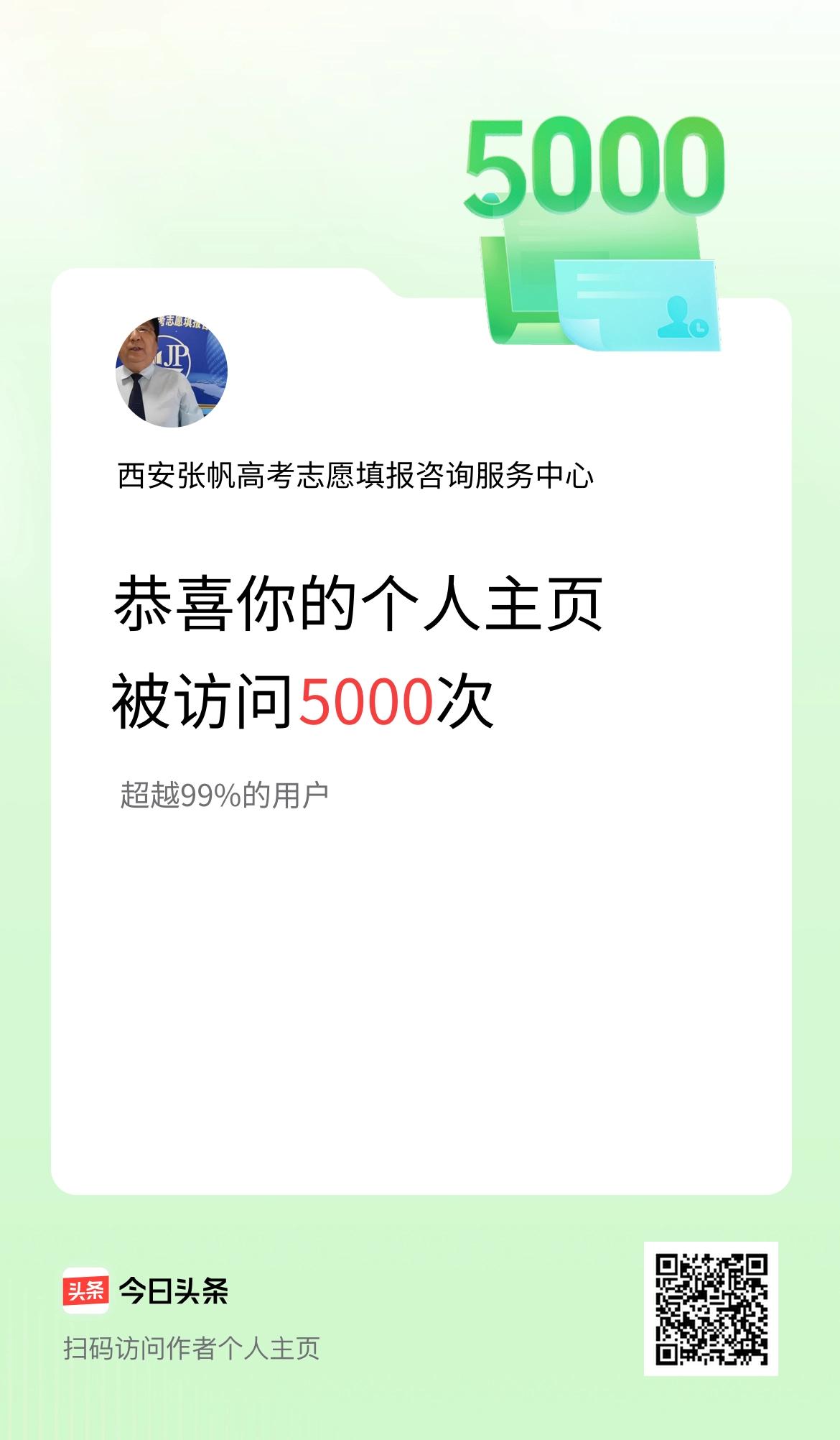 我的头条个人主页被访问5000次啦！