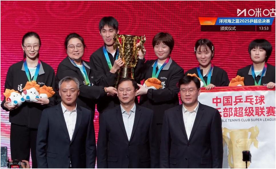 乒超联赛近五个赛季女团决赛。。
2025赛季：山东鲁能1-3深圳大学(蒯曼领衔）