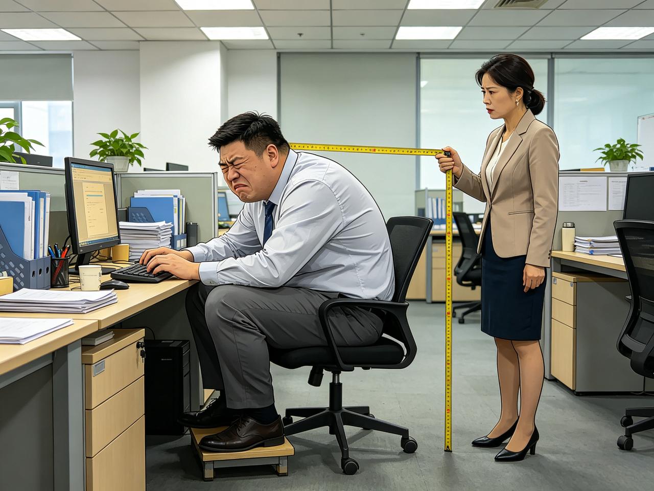 公司出了个新规定：所有椅子的高度必须调到一样，不许私自调整。

消息是行政部刘姐