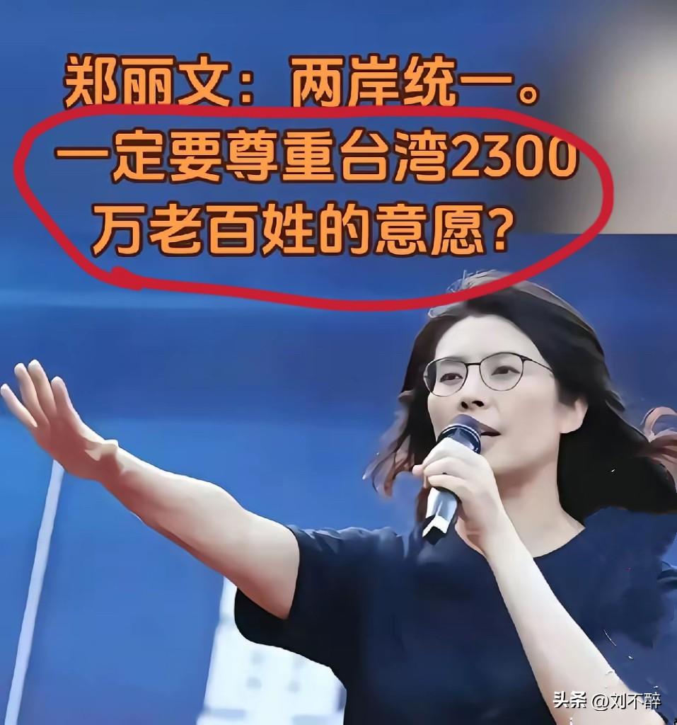 郑丽文称，“两岸统一，一定要尊重台湾2300万老百姓的意愿，是建立在台湾人民开开