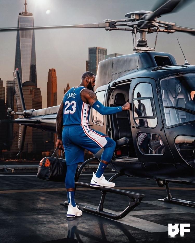 詹姆斯加盟76人直升机通勤年薪388万NBA费城76人🚁年薪388万的老头子！